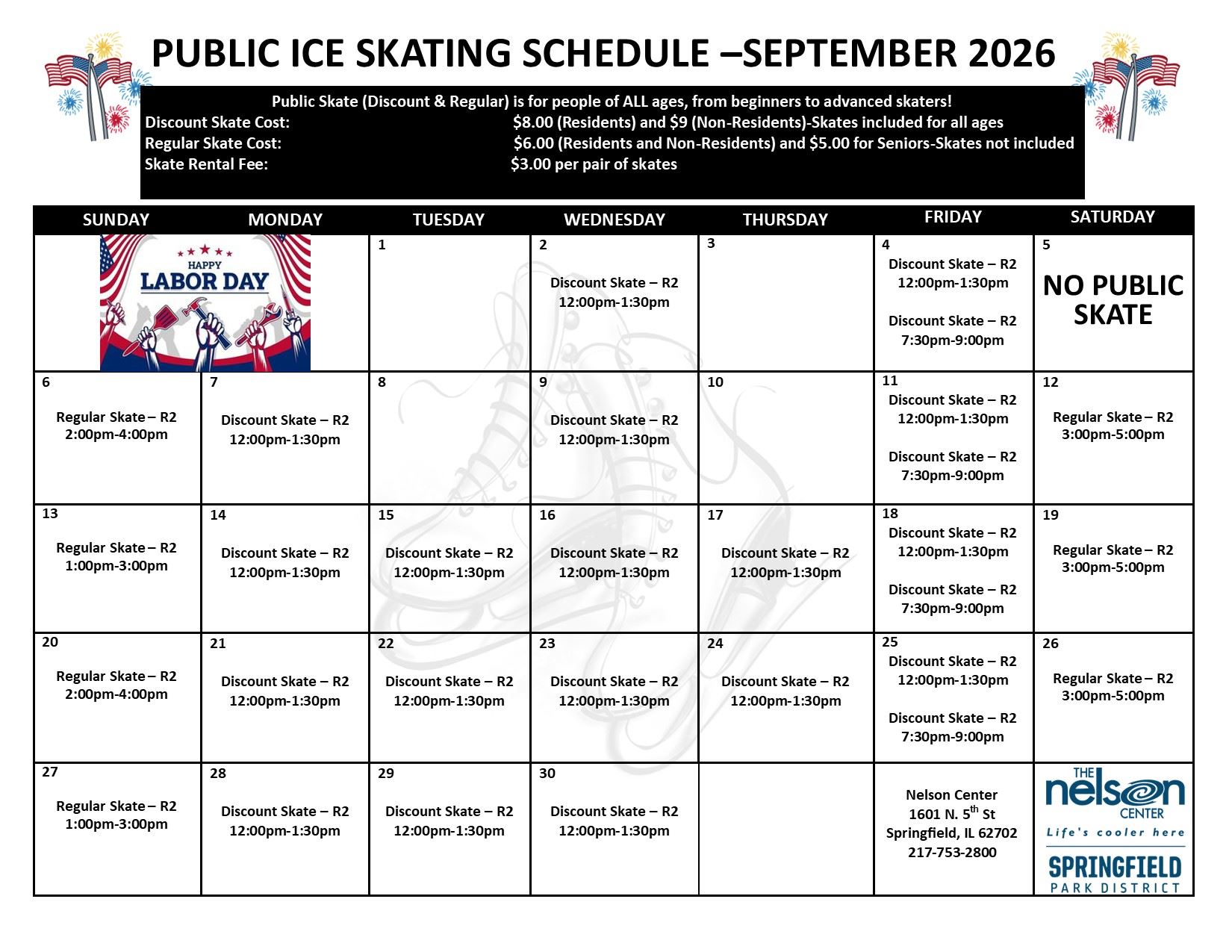 Public Ice Skating Schedule